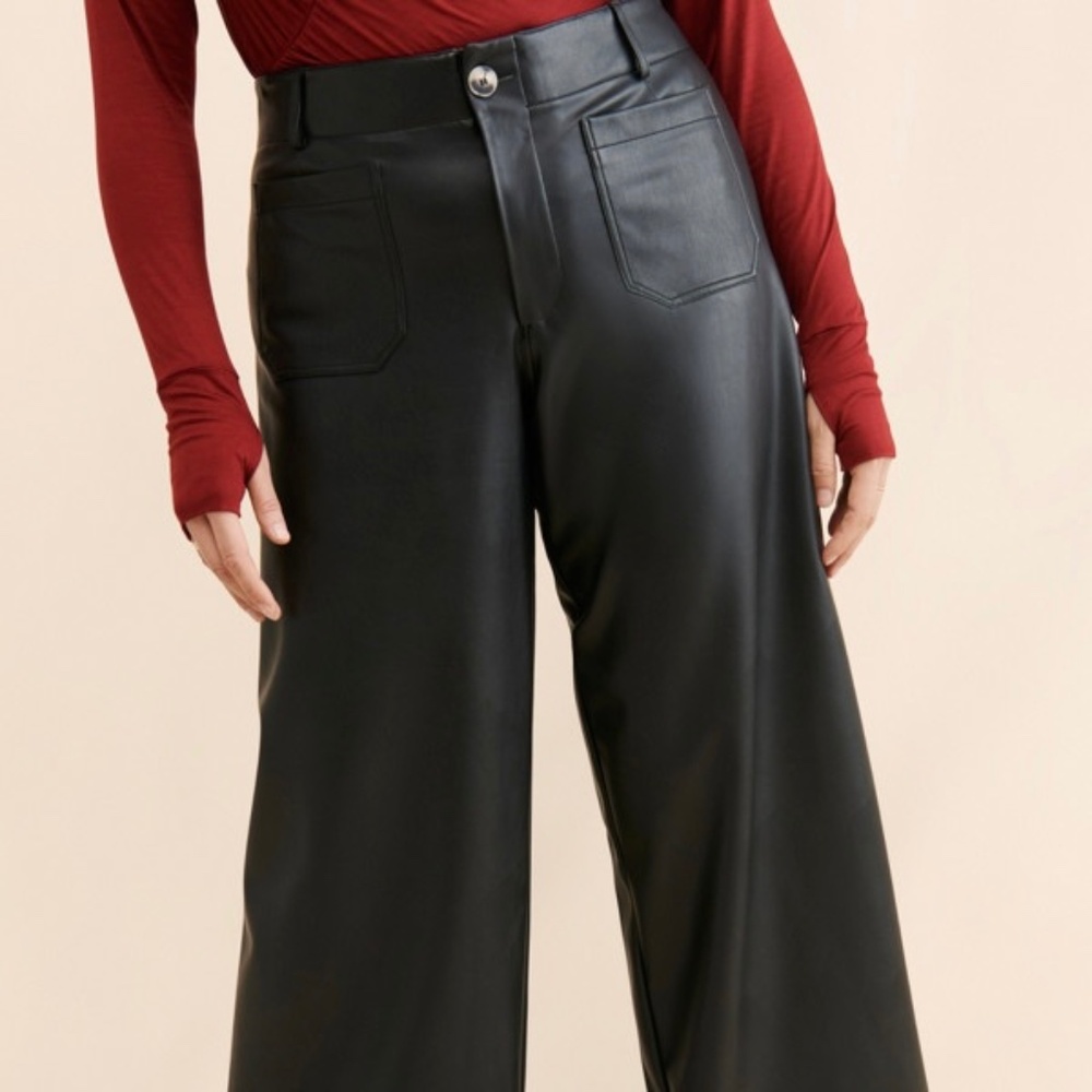 The Colette Wide-Leg Full Length Vegan Leather Pants